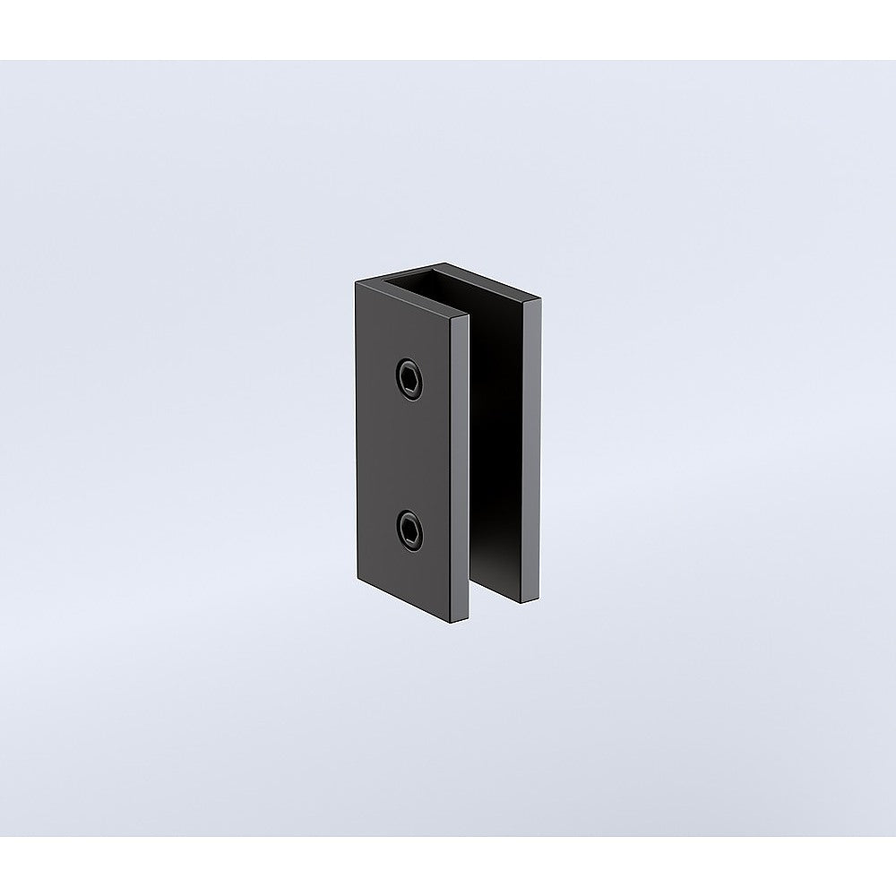 90x90cm Corner Frameless Shower Screen with Black Brackets and SS Hinges, Square Knob Handle