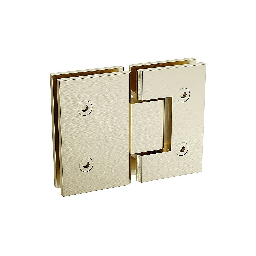 100x90cm Corner Frameless Shower Screen with Gold U-Brackets and Floor U-Bracket and SS Hinges, Square Knob Handle
