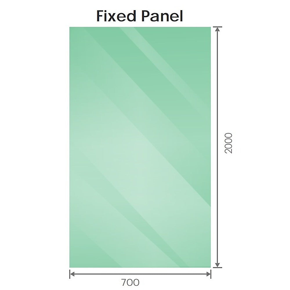100x70cm Corner Frameless Shower Screen with Nickel U-Brackets and Floor U-Bracket and SS Hinges, Round Knob Handle