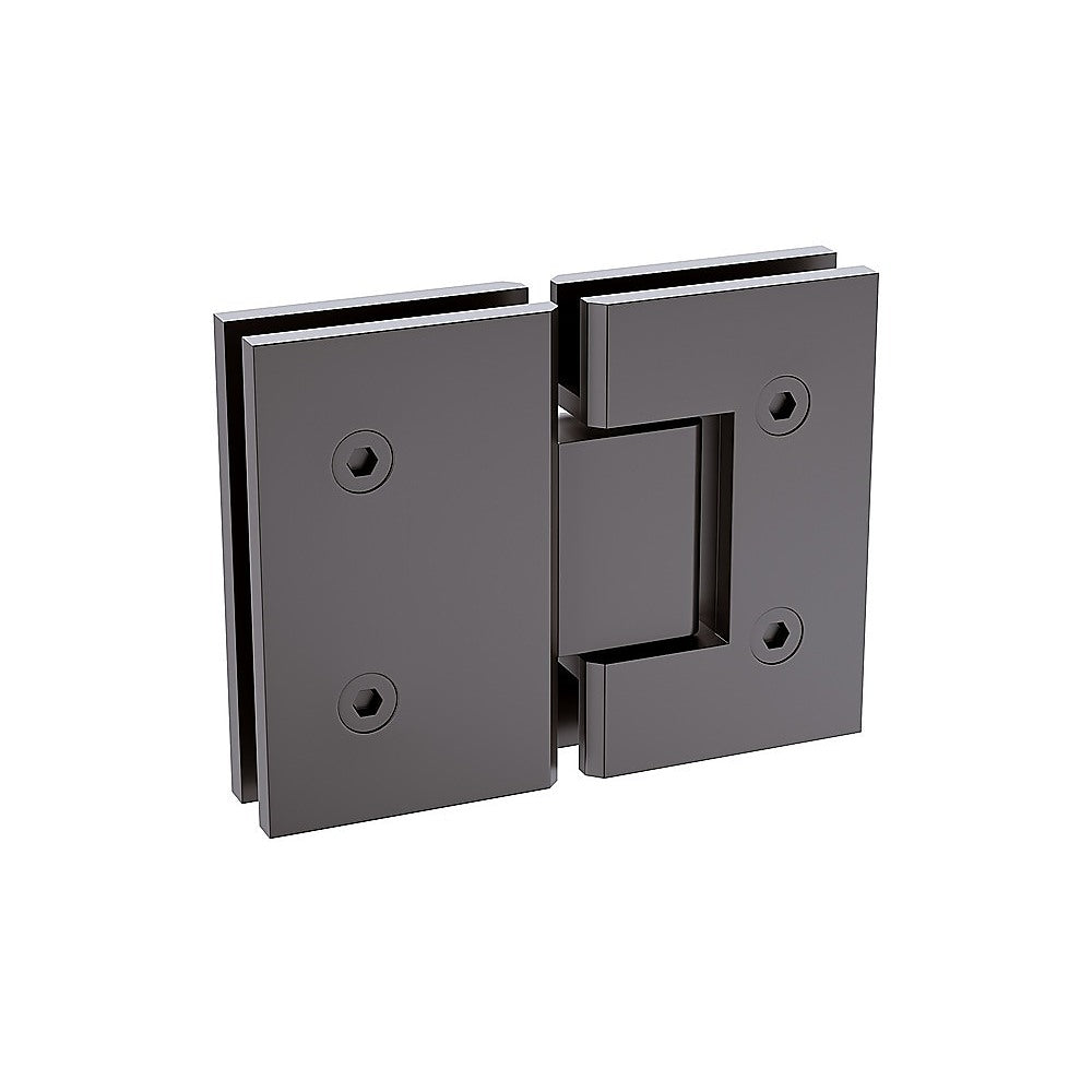100x90cm Corner Frameless Shower Screen with Gunmetal Wall & Floor F-Brackets and SS Hinges, Square Double Pull Handle