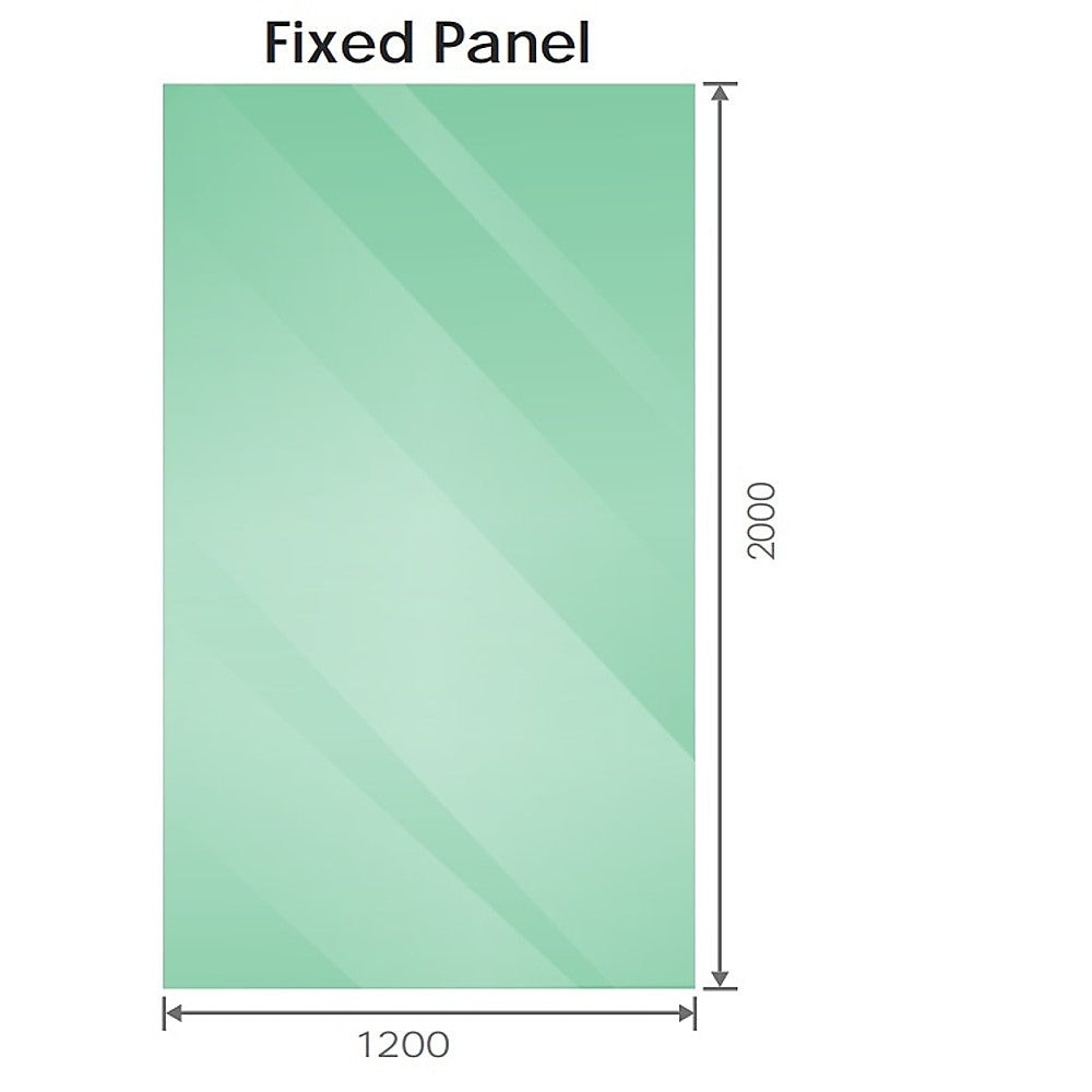 120x120cm Corner Frameless Shower Screen with White Brackets and SS Hinges, Square Double Pull Handle