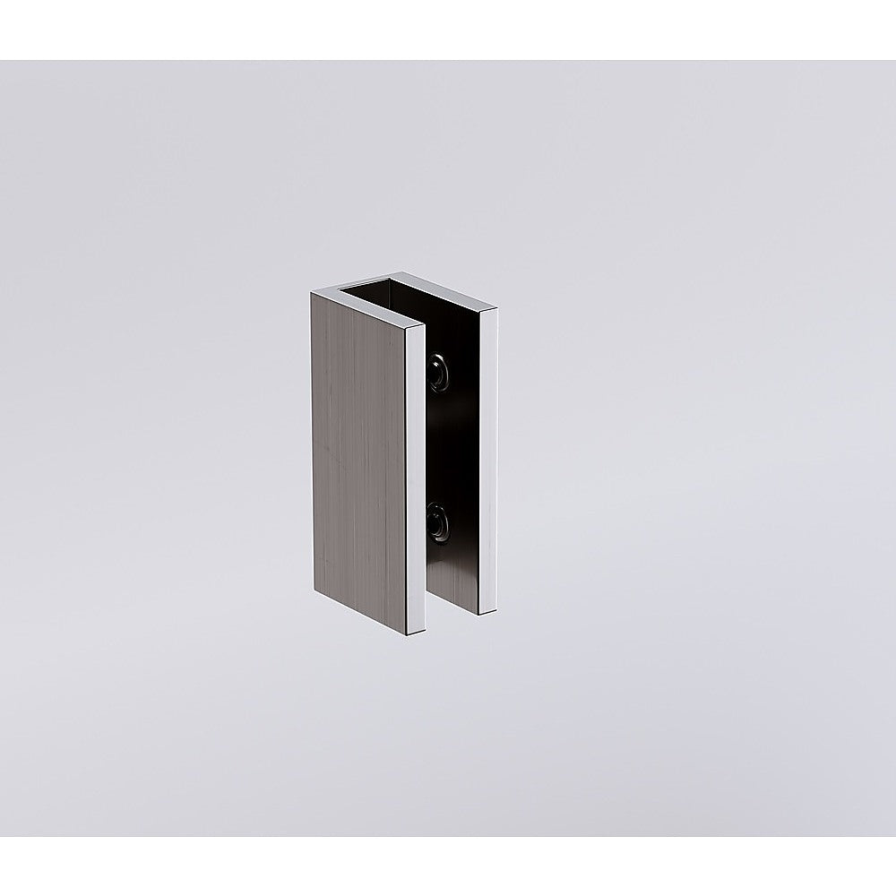 90x70cm Corner Frameless Shower Screen with Gunmetal Brackets and Brass Hinges, Square Knob Handle