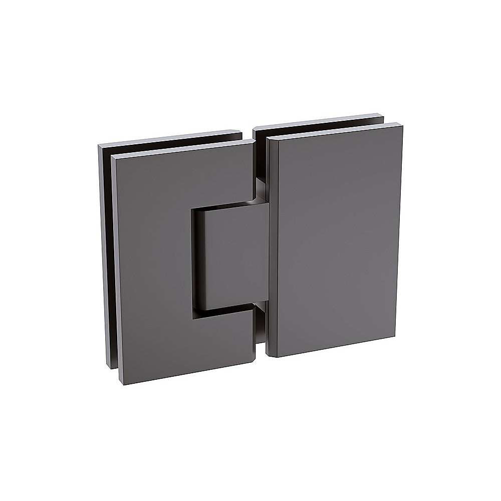 100x90cm Corner Frameless Shower Screen with Gunmetal Wall Channel and Floor F-Bracket and Brass Hinges, Round Knob Handle