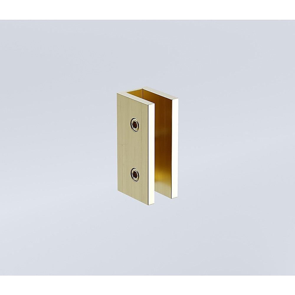 110x70cm Corner Frameless Shower Screen with Gold U-Brackets and Brass Hinges, Round Knob Handle