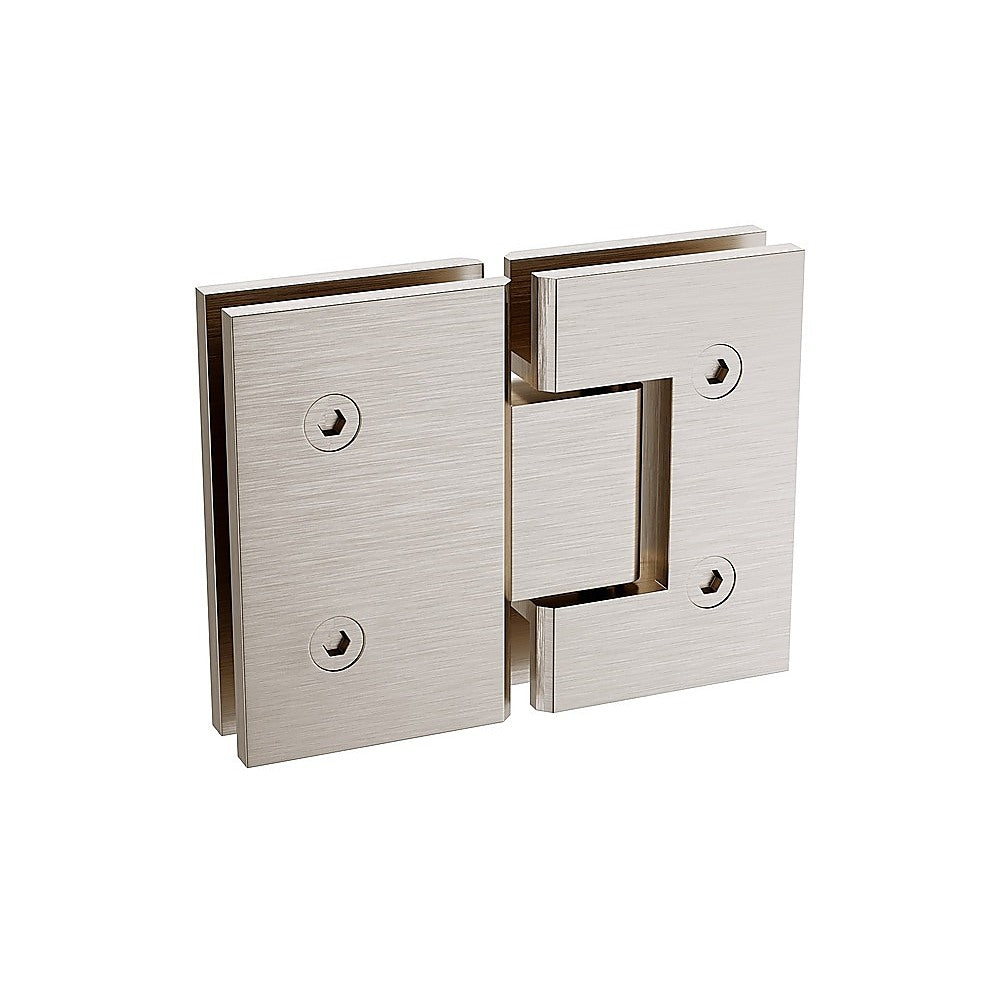 120x90cm Corner Frameless Shower Screen with Nickel U-Brackets and Brass Hinges, Round Knob Handle