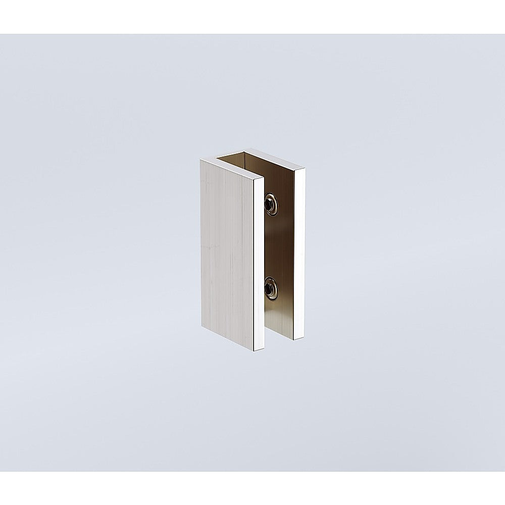 90x80cm Corner Frameless Shower Screen with Nickel Brackets and Brass Hinges, Square Double Pull Handle
