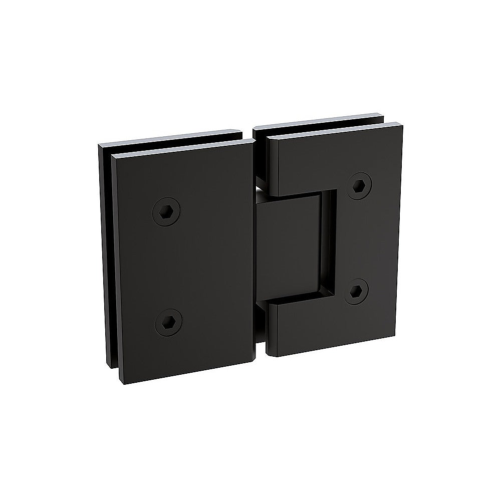 90x80cm Black Corner Frameless Shower Screen with Wall Channel and Floor Channel Brackets, Stainless Steel Hinges & Square Double Pull Handle
