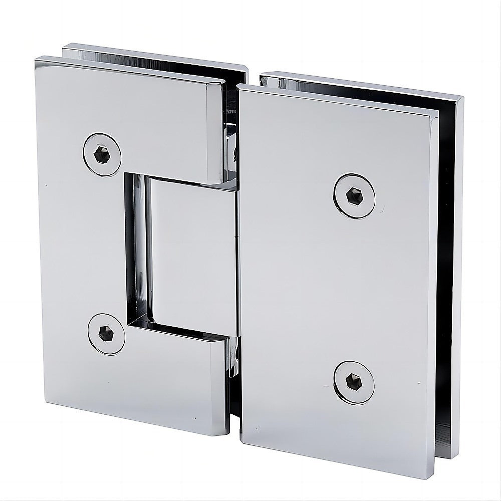 100x90cm Chrome Corner Frameless Shower Screen with Wall Channel and Floor Channel Brackets, Stainless Steel Hinges & Square Double Pull Handle