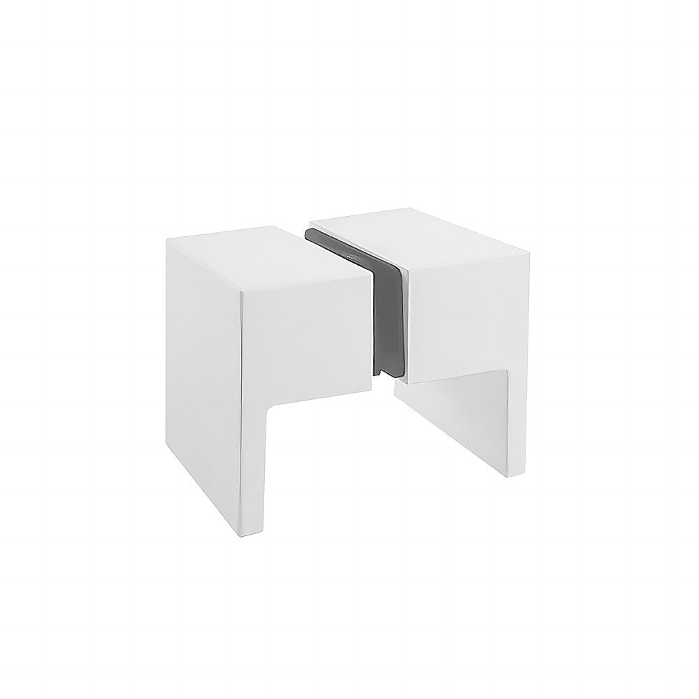 100x90cm White Corner Frameless Shower Screen with Wall Channel Brackets, Stainless Steel Hinges & Square Double Pull Handle