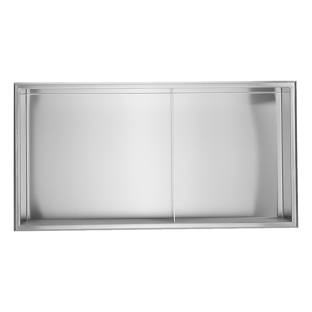 641 x 336 x 101mm Shower Niche Double Shelf Organizer No Tile Needed in Stainless Steel Finish