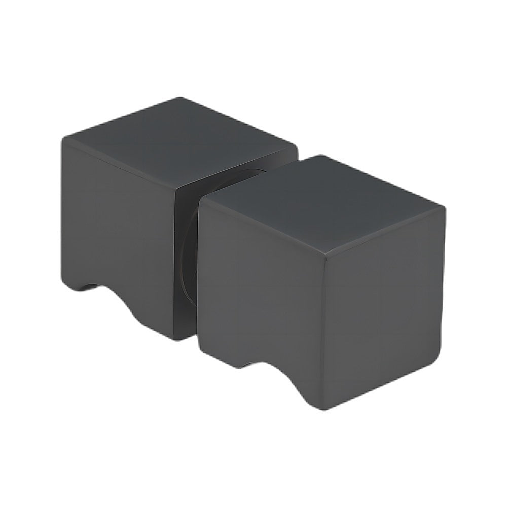 110x110cm Double Door Corner Shower Screen with Black Brackets and SS Hinges, Square knob Handle