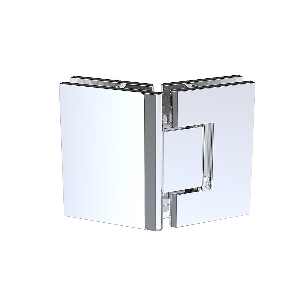 90cm Frameless Diamond Shower Screen with Chrome Brackets and SS Hinges, Square Knob Handle