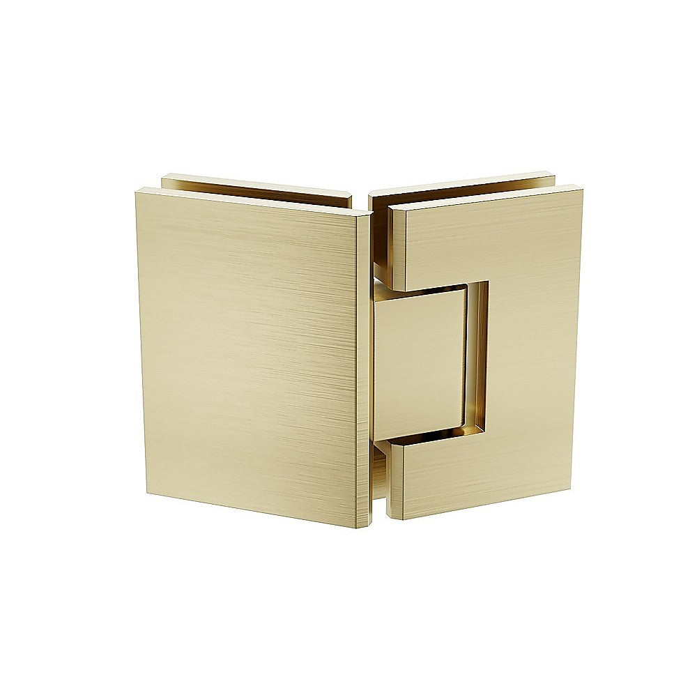 90cm Frameless Diamond Shower Screen – Gold U-Brackets with SS Hinges & Square Knob Handle
