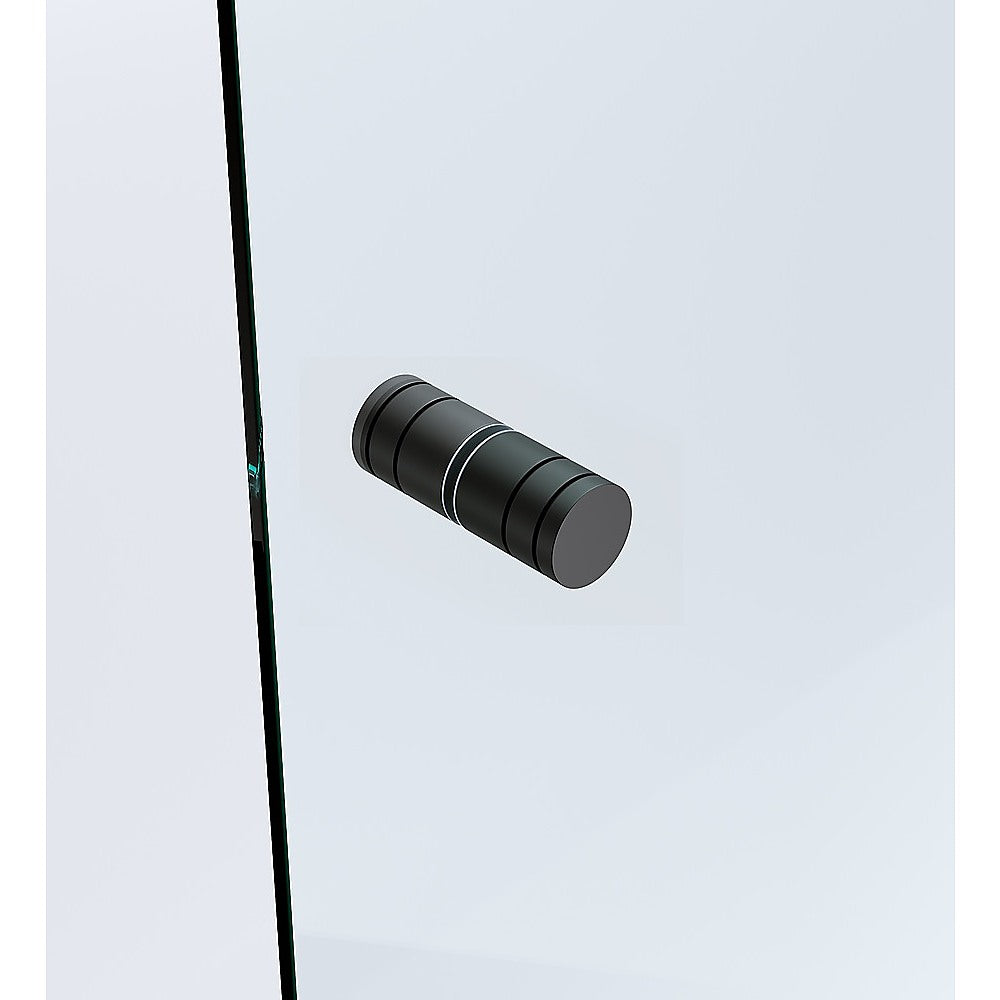 90cm Frameless Diamond Shower Screen with Black Brackets and SS Hinges, Round Knob Handle