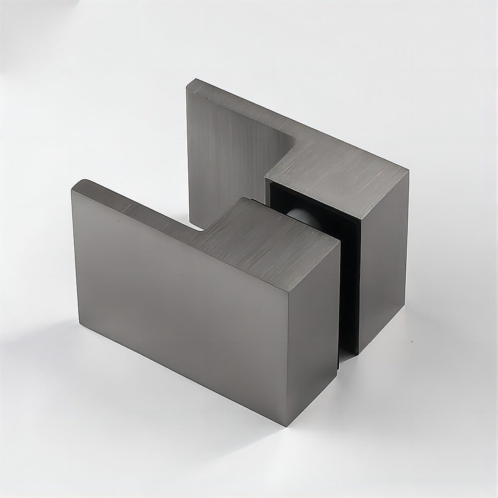 90cm Frameless Diamond Shower Screen – Gunmetal U-Brackets with SS Hinges & Square Double Pull Handle