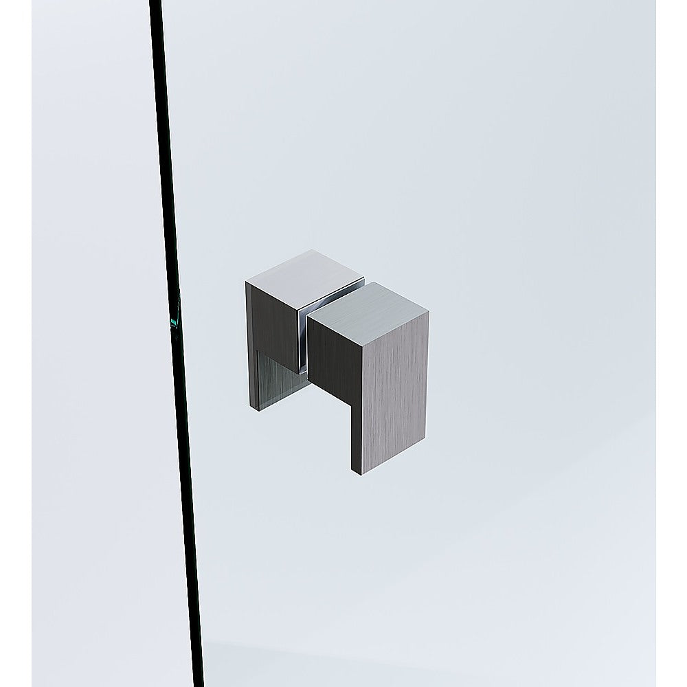 90cm Frameless Diamond Shower Screen – Gunmetal U-Brackets with SS Hinges & Square Double Pull Handle