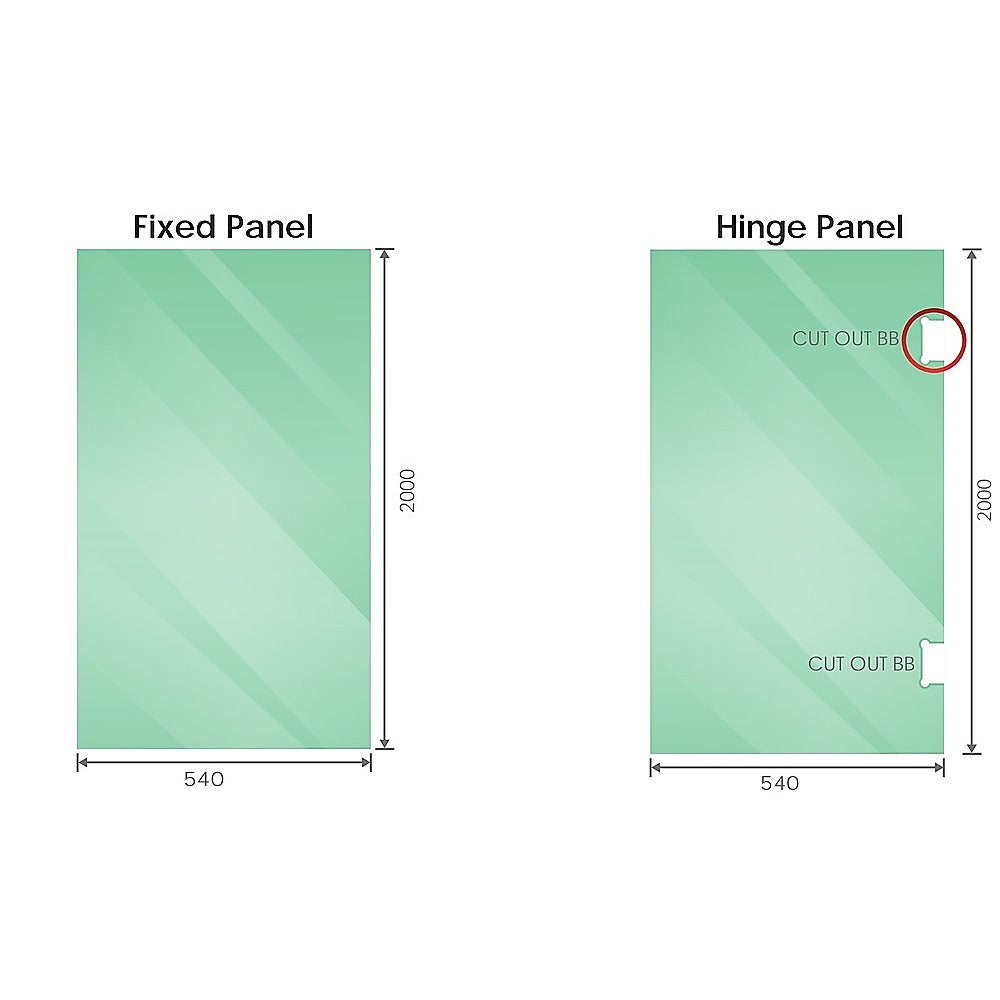 100cm Frameless Diamond Shower Screen with Chrome Brackets and SS Hinges, Square Knob Handle