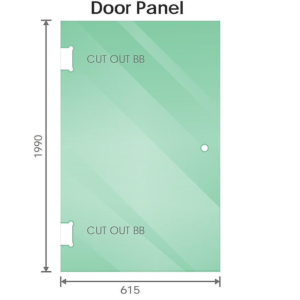 90cm Frameless Diamond Shower Screen with Channels and SS Hinges - Black