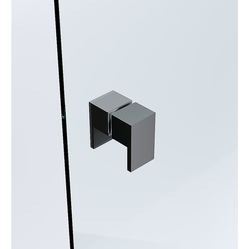 90cm Frameless Diamond Shower Screen with White Brackets and SS Hinges, Round Handle