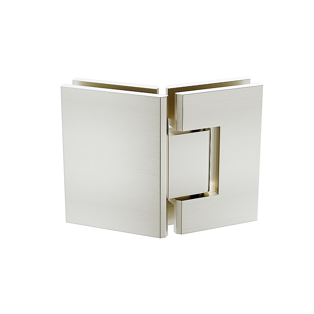 90cm Frameless Diamond Shower Screen – Channels with SS Hinges in Nickel, Square Double Pull Handles