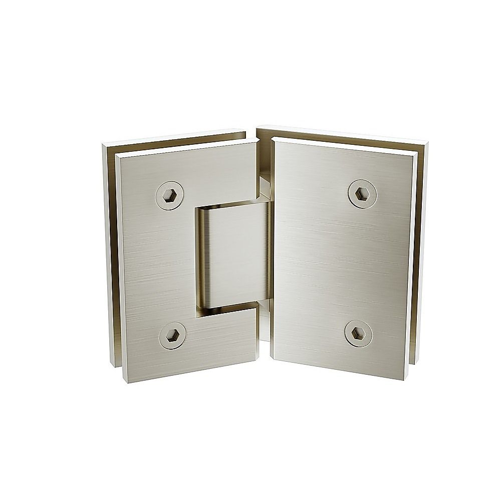 90cm Frameless Diamond Shower Screen – Channels with SS Hinges in Nickel, Square Double Pull Handles