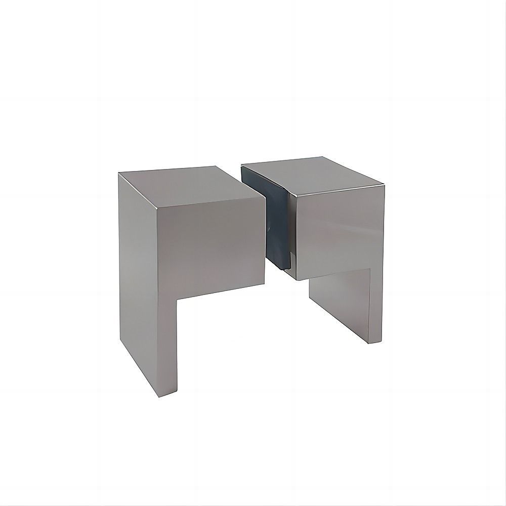90cm Frameless Diamond Shower Screen – Channels with SS Hinges in Nickel, Square Double Pull Handles