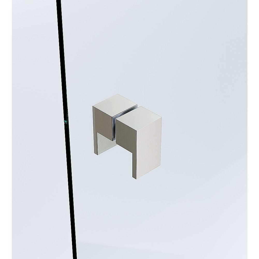 90cm Frameless Diamond Shower Screen – Channels with SS Hinges in Nickel, Square Double Pull Handles