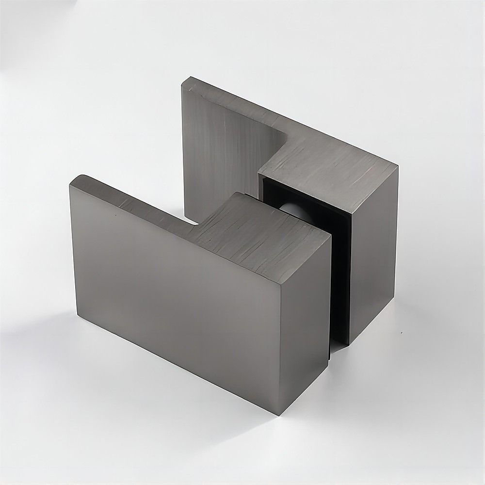 90cm Frameless Diamond Shower Screen – Channels with SS Hinges in Gunmetal, Square Double Pull Handles