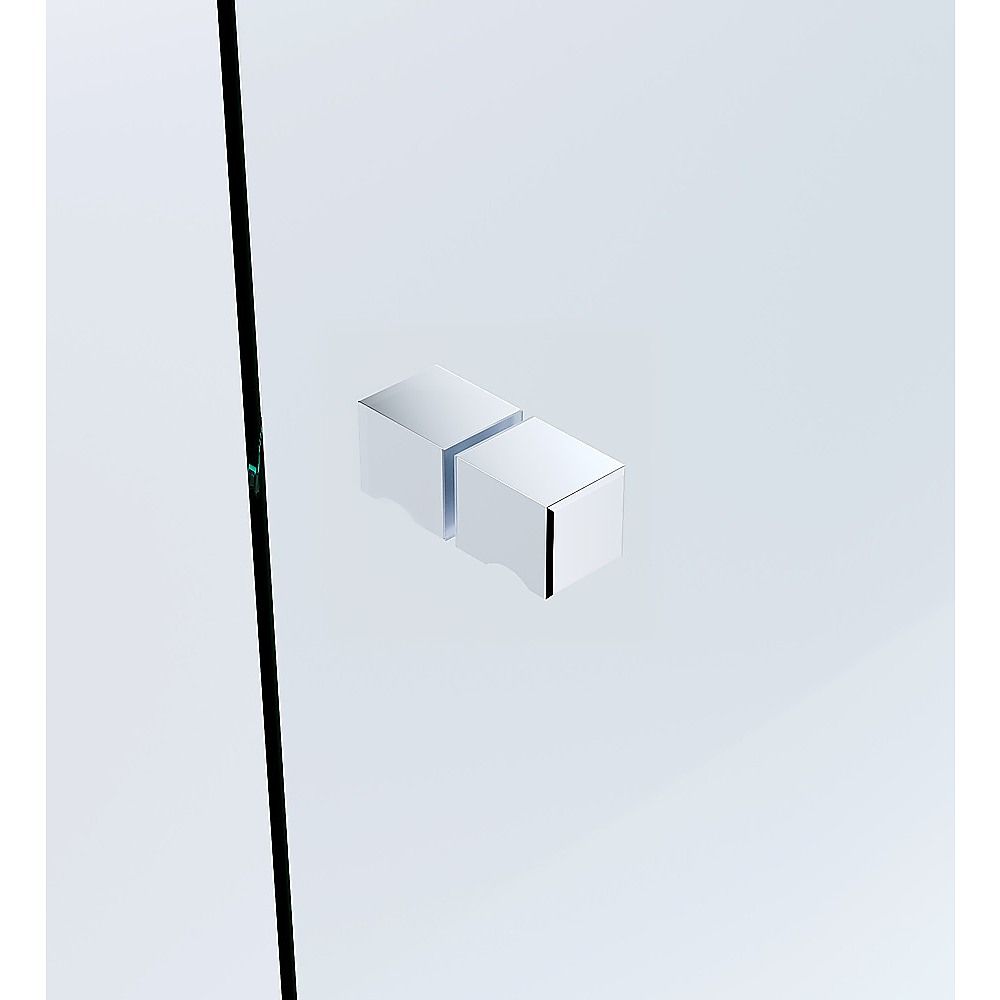 90cm Frameless Diamond Shower Screen – Chrome U-Brackets, Brass Hinges & Square Knob Handle