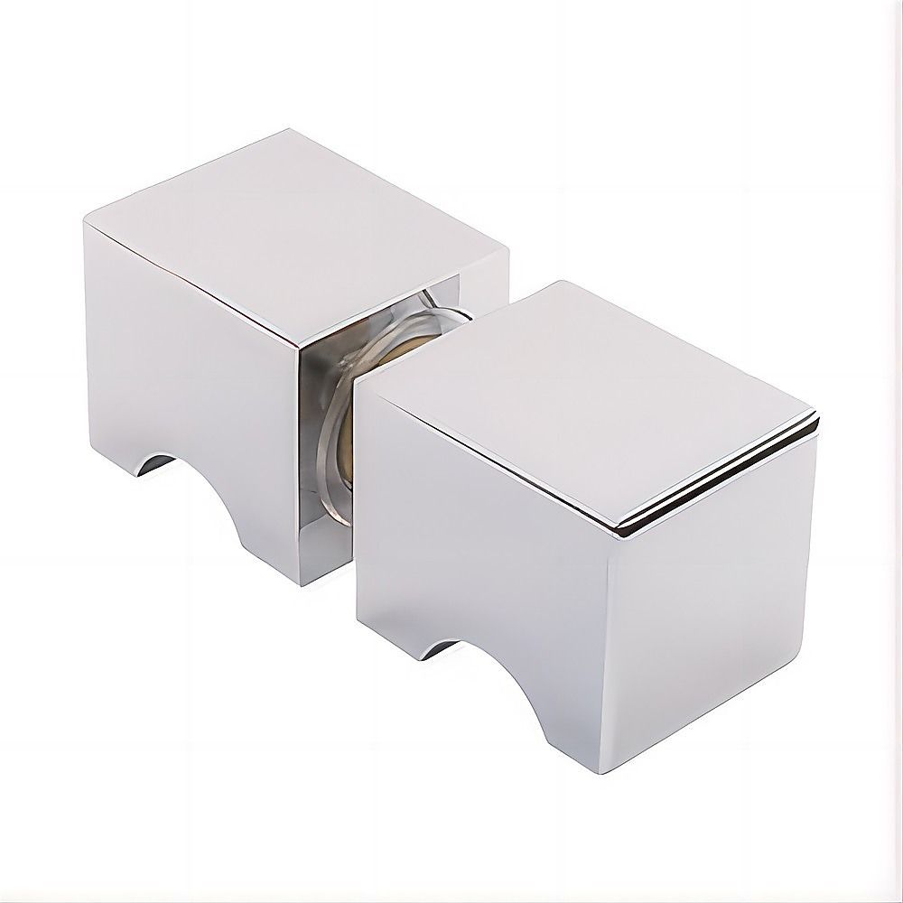 90cm Frameless Diamond Shower Screen – Chrome U-Brackets, Brass Hinges & Square Knob Handle