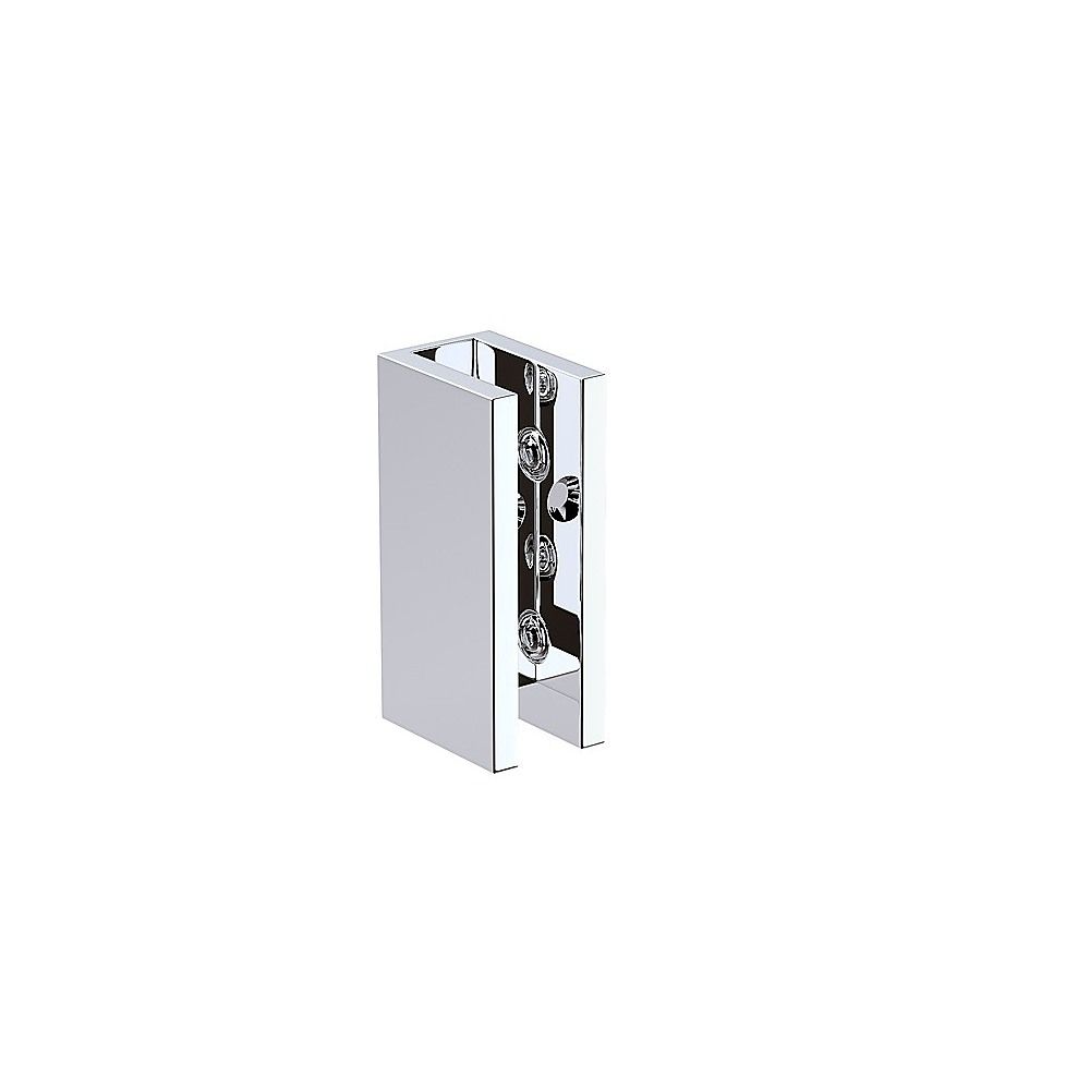 90cm Frameless Diamond Shower Screen – Chrome U-Brackets, Brass Hinges & Square Knob Handle