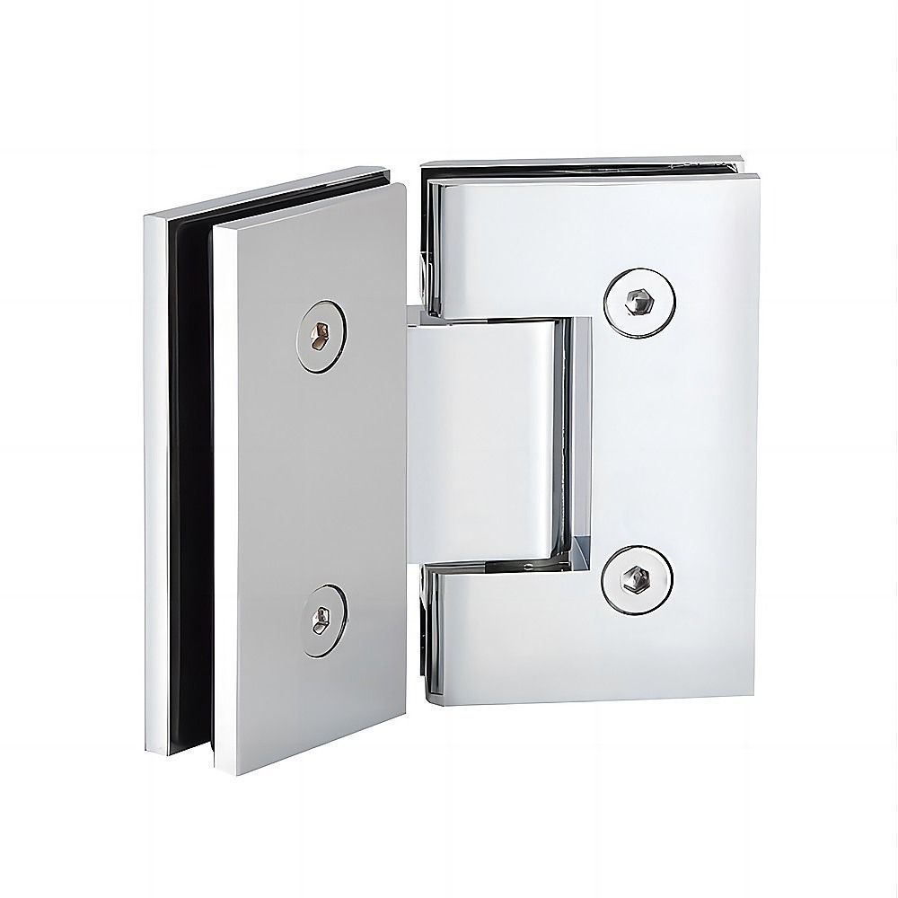 90cm Frameless Diamond Shower Screen – Chrome F-Brackets, Brass Hinges & Square Knob Handle