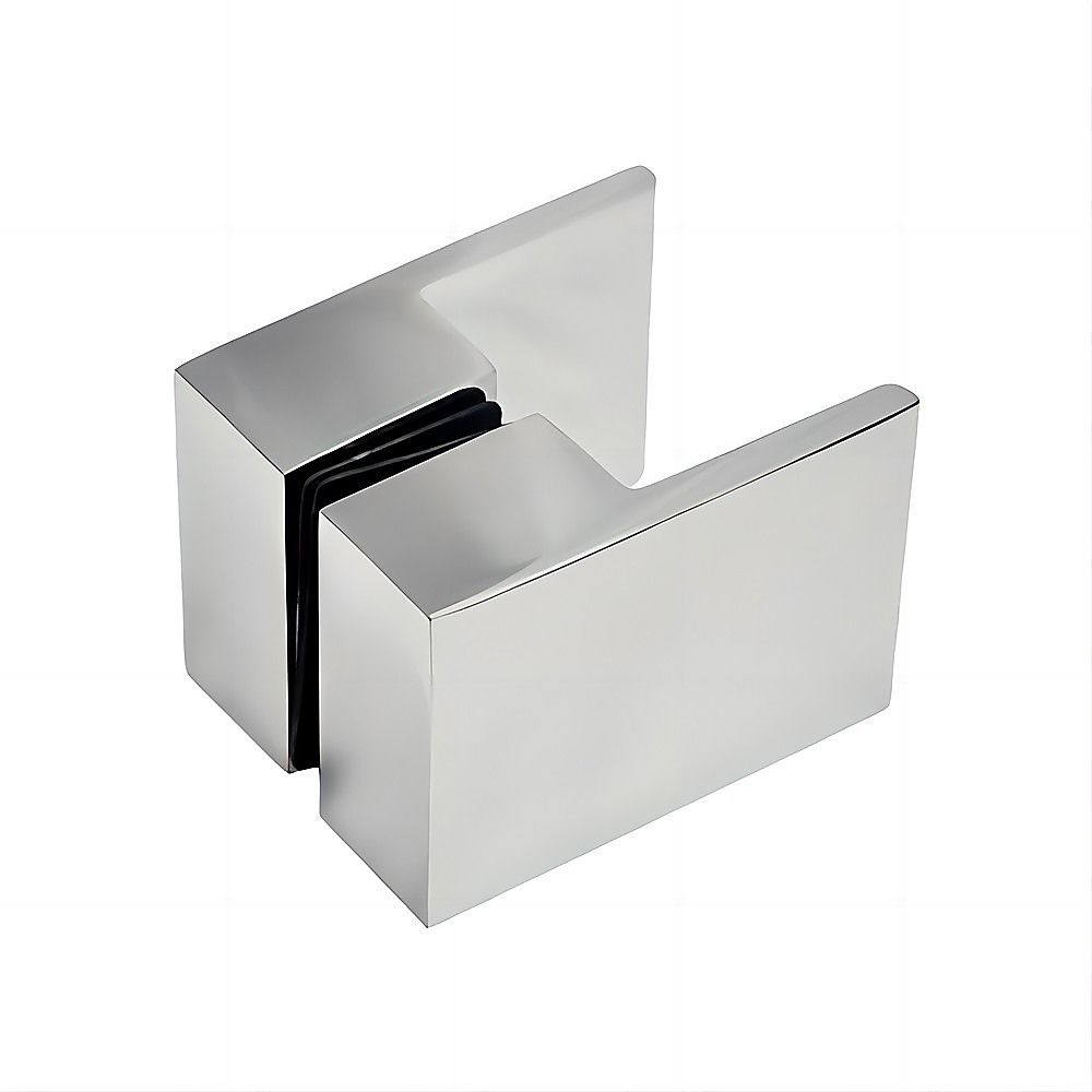 90cm Frameless Diamond Shower Screen – Chrome U-Brackets, Brass Hinges & Square Double Pull Handle