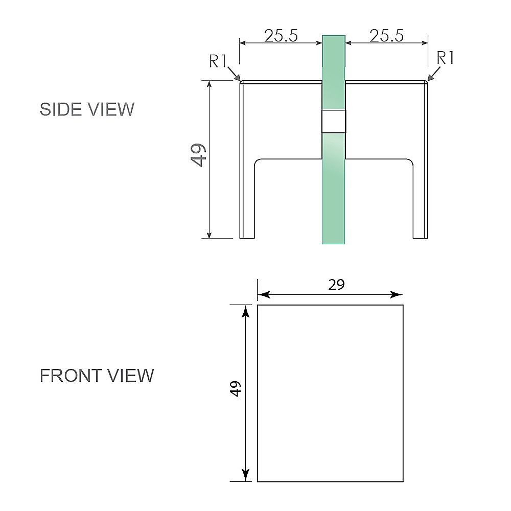 90cm Frameless Diamond Shower Screen – Chrome U-Brackets, Brass Hinges & Square Double Pull Handle