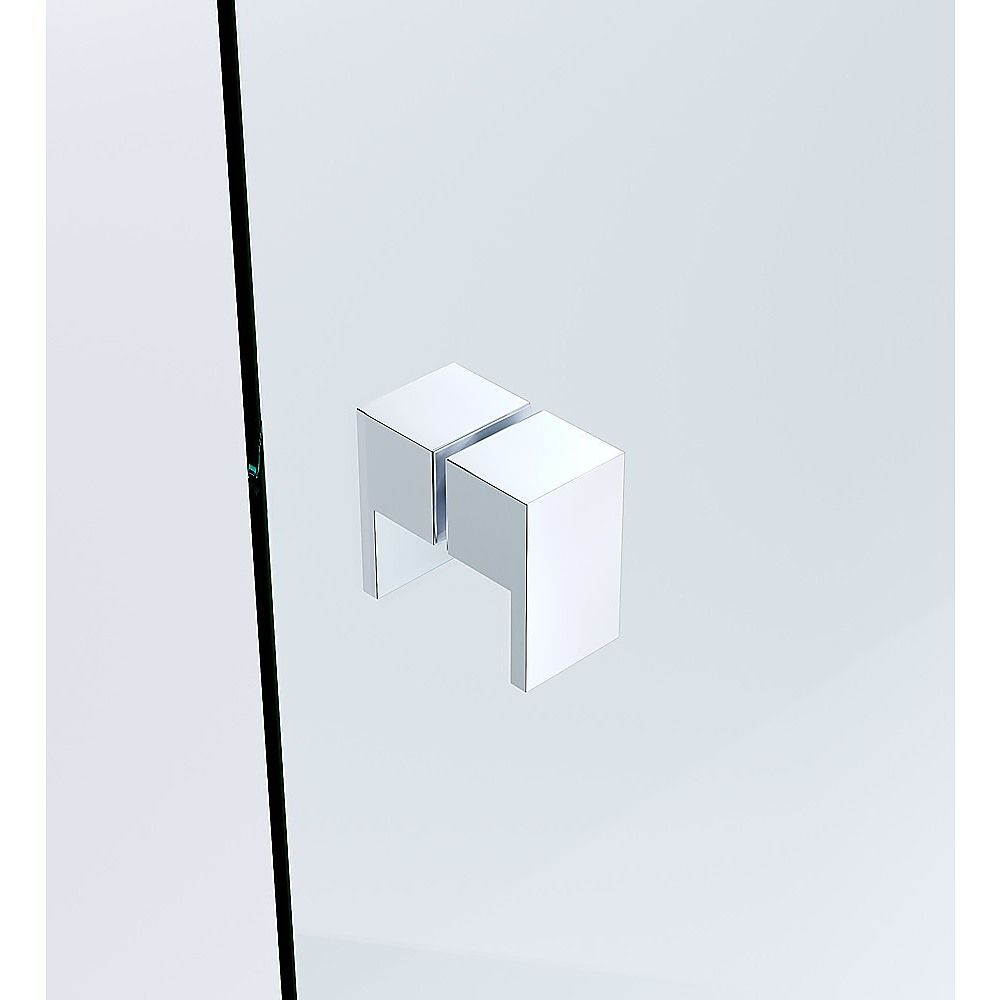 90cm Frameless Diamond Shower Screen – Chrome F-Brackets, Brass Hinges & Square Double Pull Handle