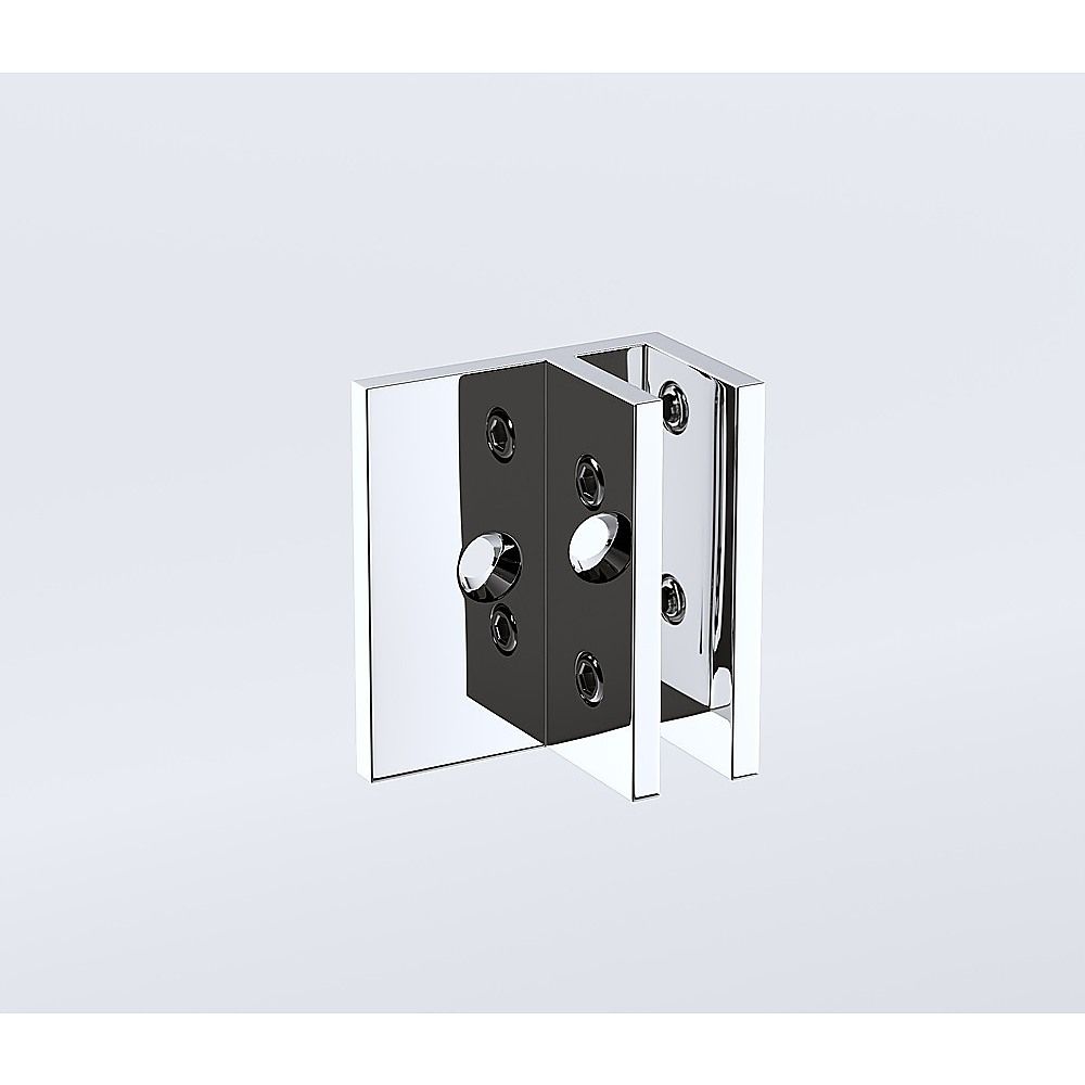 90cm Frameless Diamond Shower Screen – Chrome F-Brackets, Brass Hinges & Square Double Pull Handle