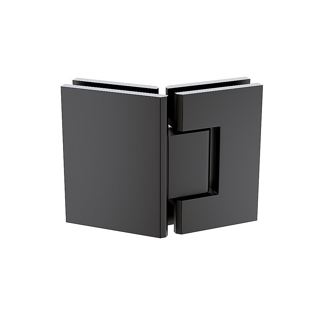 100cm Frameless Diamond Shower Screen with Black Brackets and Brass Hinges, Square Knob Handle