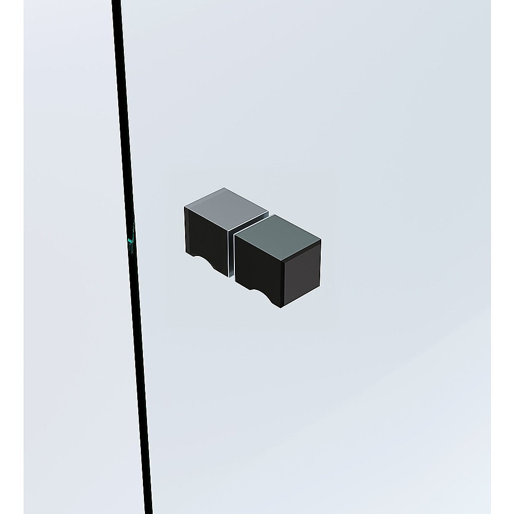 100cm Frameless Diamond Shower Screen with Black Brackets and Brass Hinges, Square Knob Handle
