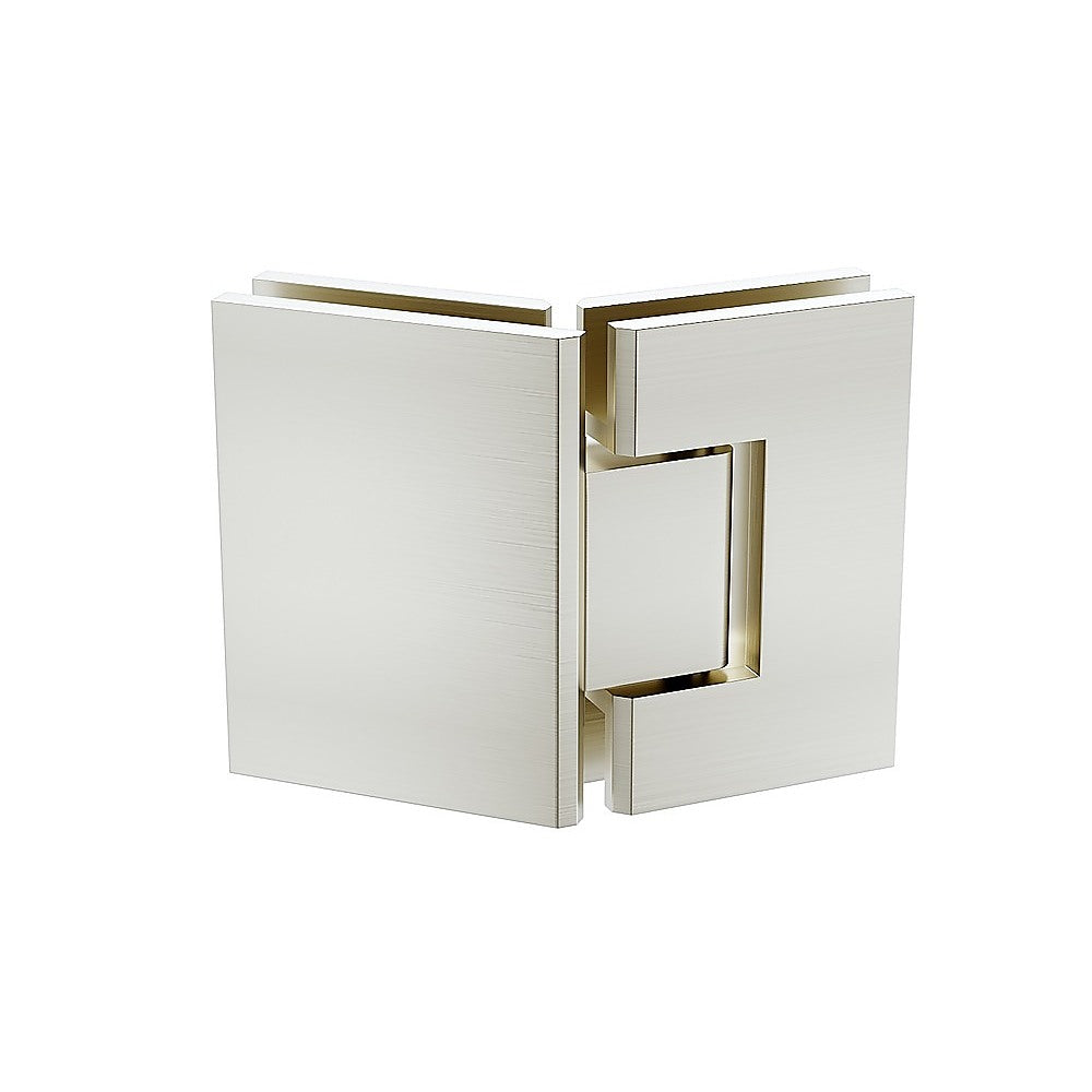 100cm Frameless Diamond Shower Screen with Channels and Brass Hinges - Nickel