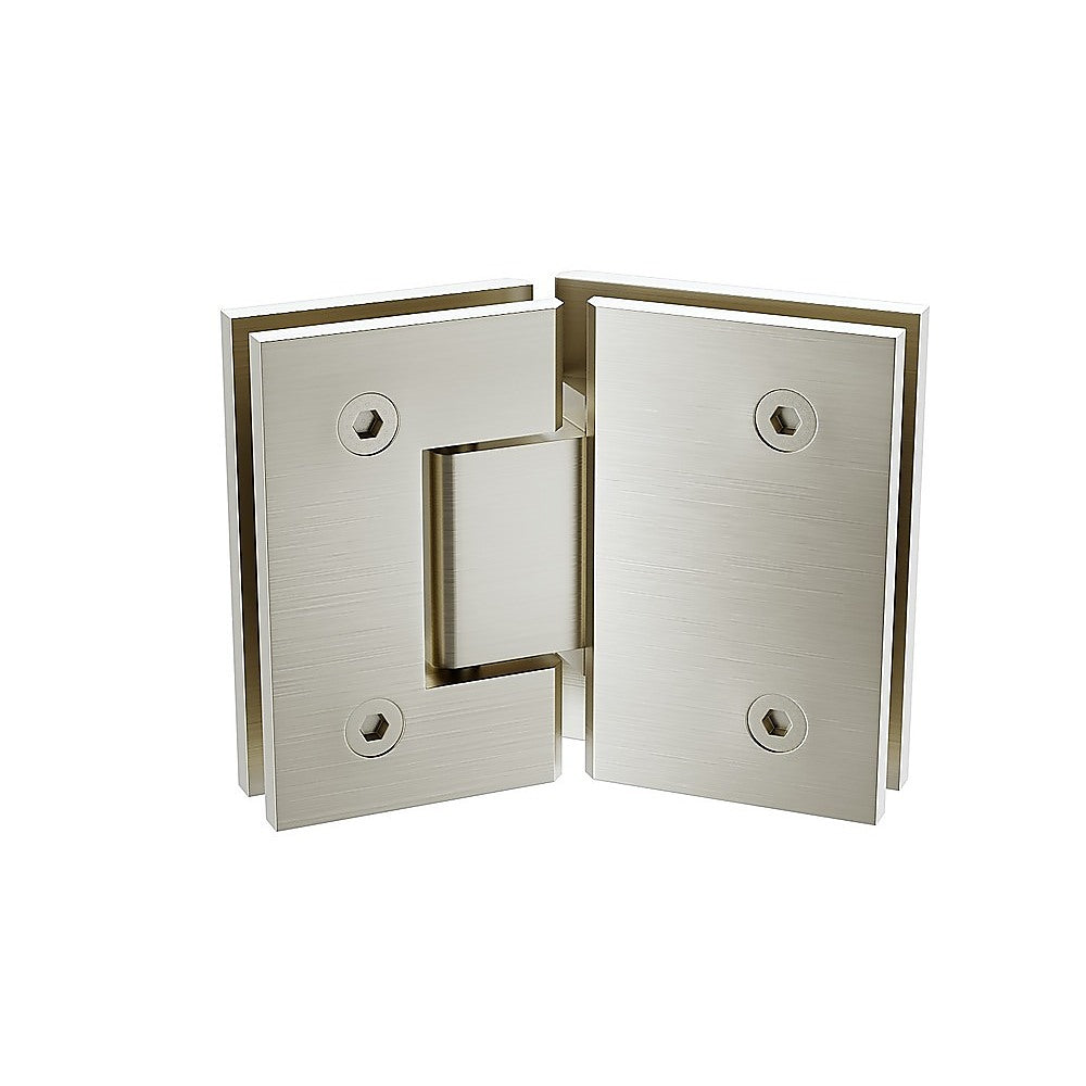 100cm Frameless Diamond Shower Screen with Channels and Brass Hinges - Nickel