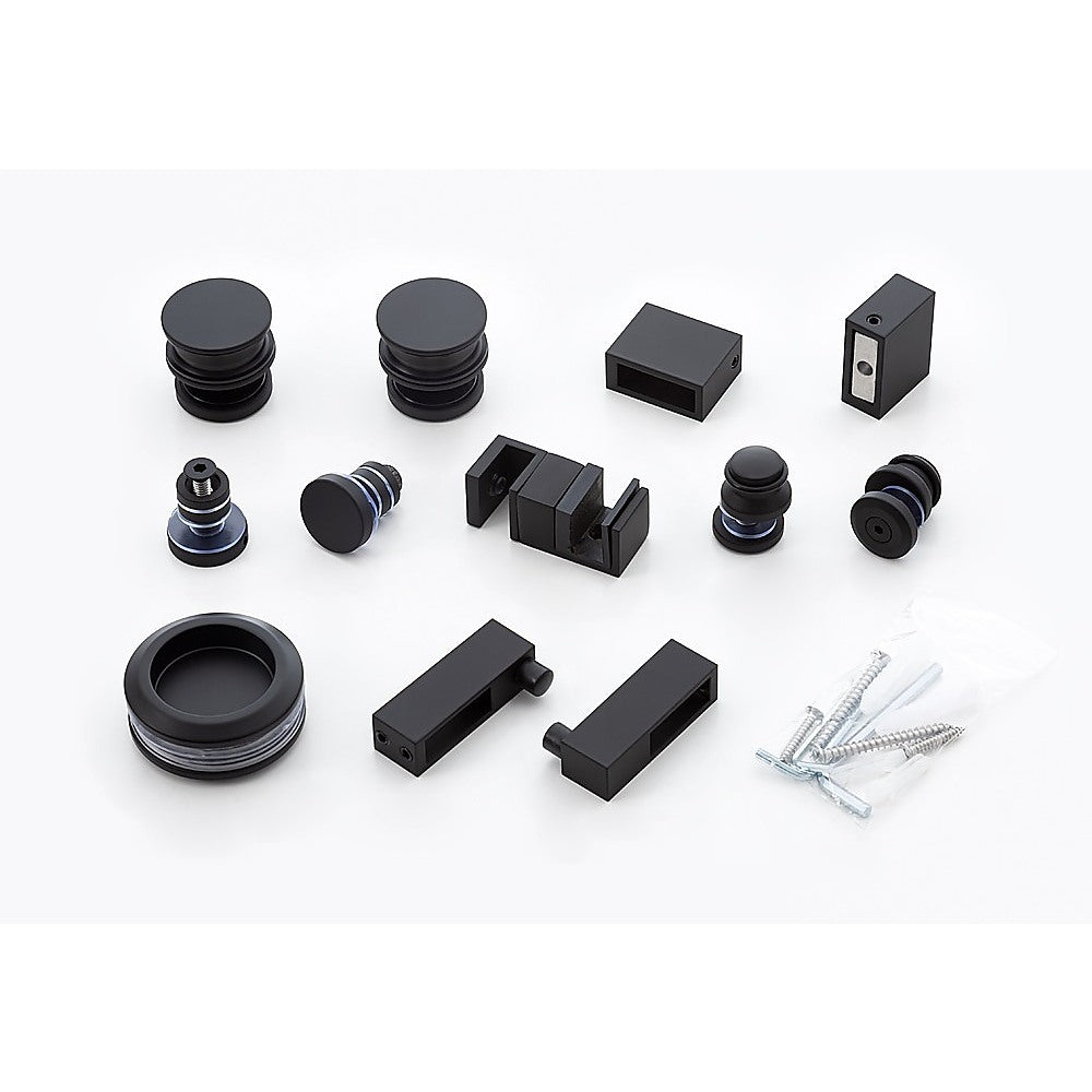 120cm Frameless Glass Sliding Shower Door with Black Rail and Hardware