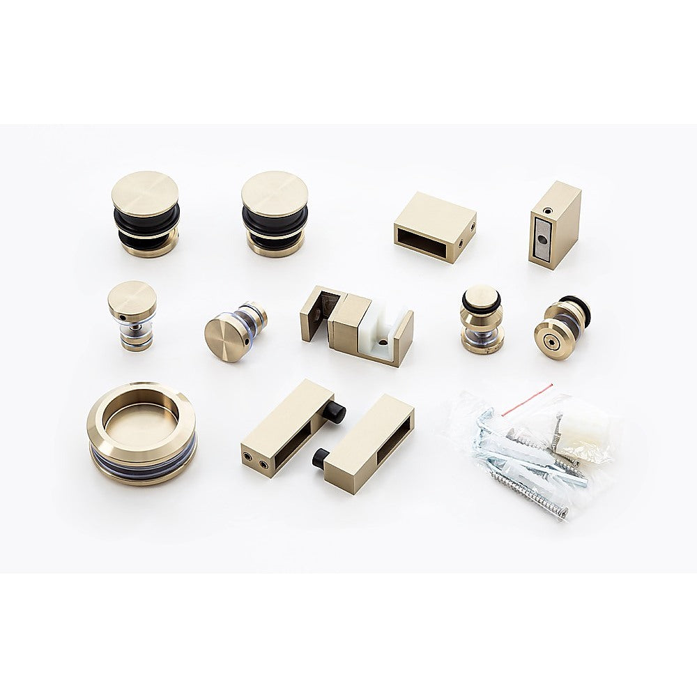 170cm Frameless Glass Sliding Shower Door with Gold Rail and Hardware