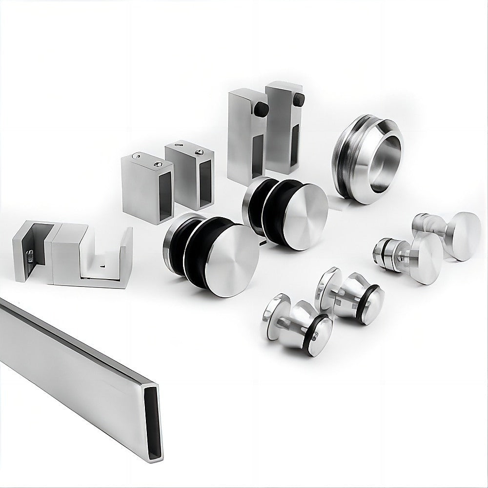 180cm Frameless Glass Sliding Shower Door – With Nickel Rail and U-Brackets for Modern Bathrooms