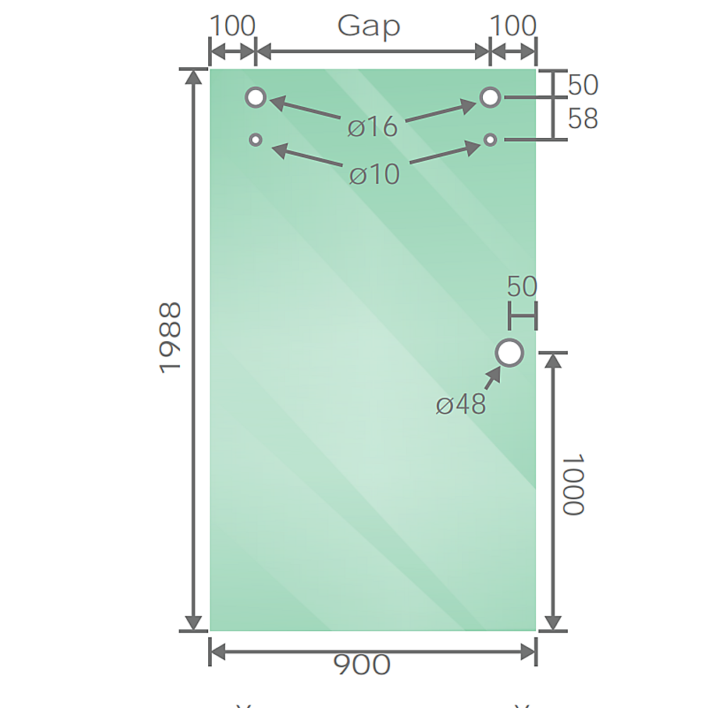 170x100cm Frameless Glass Sliding Corner Shower with Black Rail and Hardware