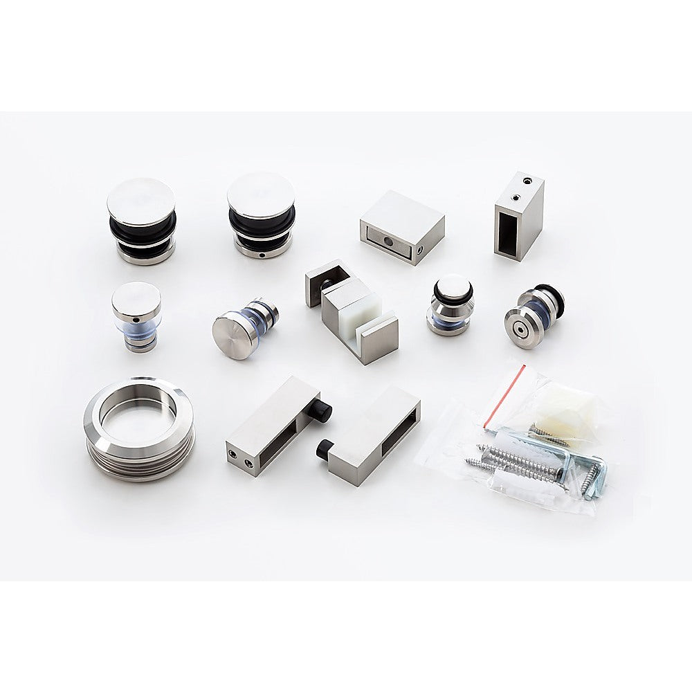 160x90cm Frameless Glass Sliding Corner Shower with Nickel Rail and Hardware