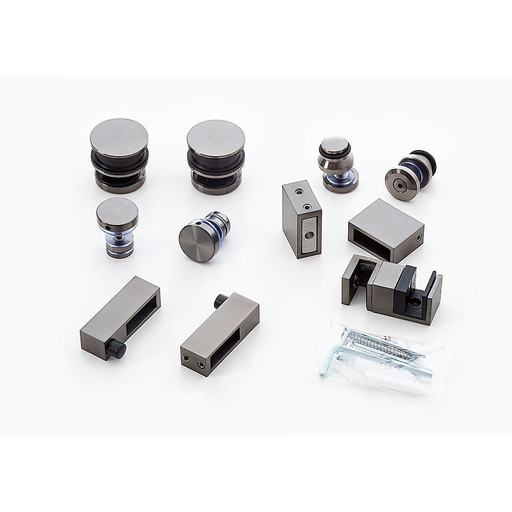 170x80cm Frameless Glass Sliding Corner Shower with Gunmetal Rail and Hardware