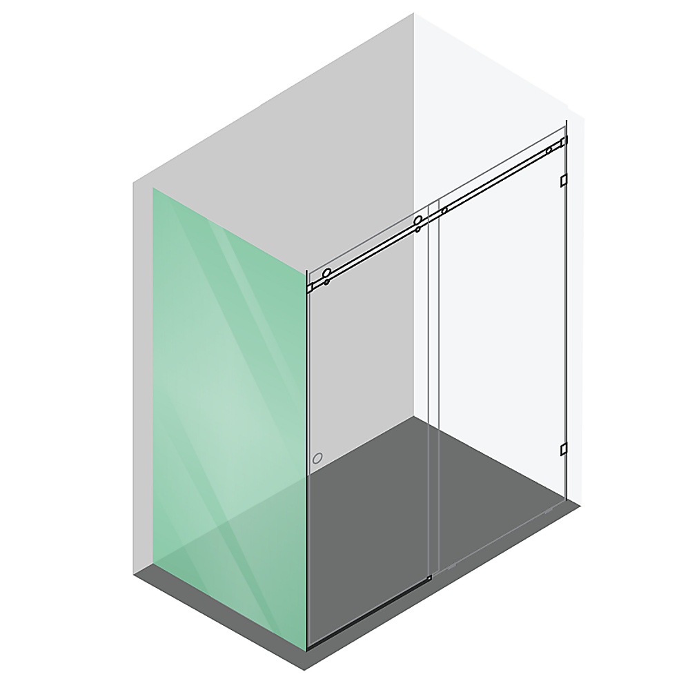 170x90cm Frameless Glass Sliding Corner Shower with Gunmetal Rail and Hardware