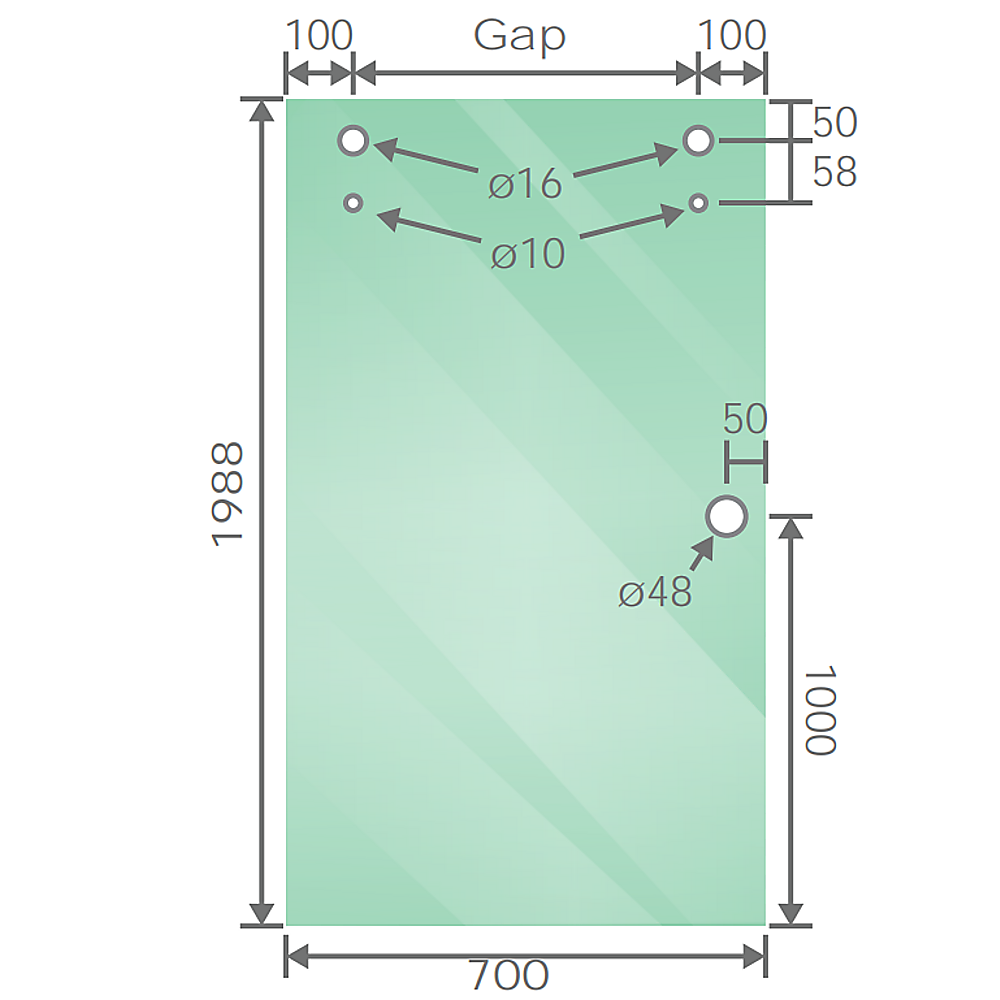 130x100cm Frameless Glass Sliding Corner Shower with Chrome Rail and Hardware