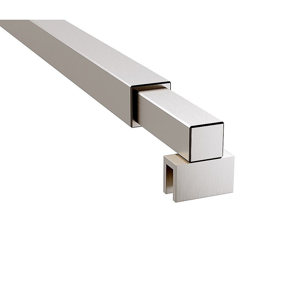 70cm Reeded Glass Shower Screen with Nickel F-Brackets and Square Pole
