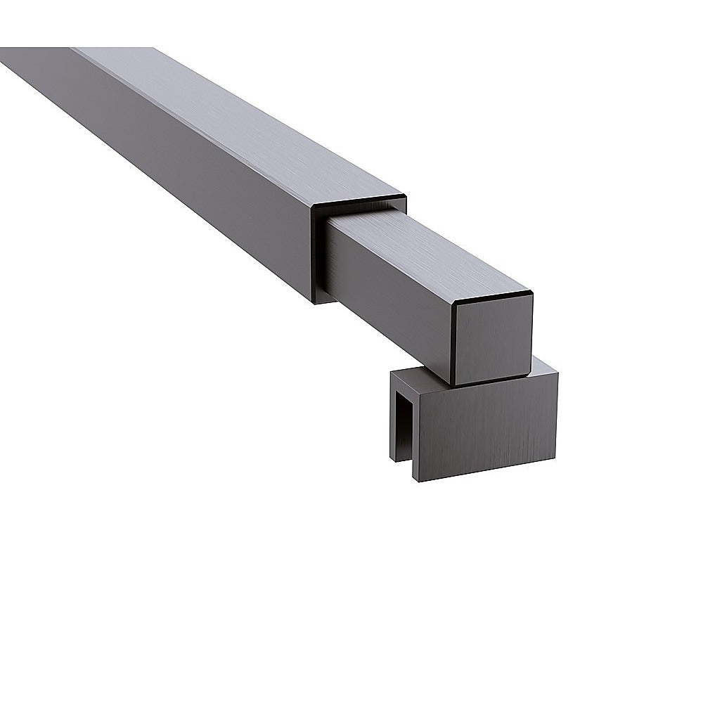 70cm Reeded Single Shower Glass Screen with Gunmetal F-brackets & Square Pole